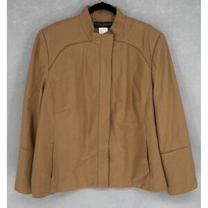 Harve Benard Jacket Womens 24W Camel Brown Wool Blend Stand Collar Blazer Coat